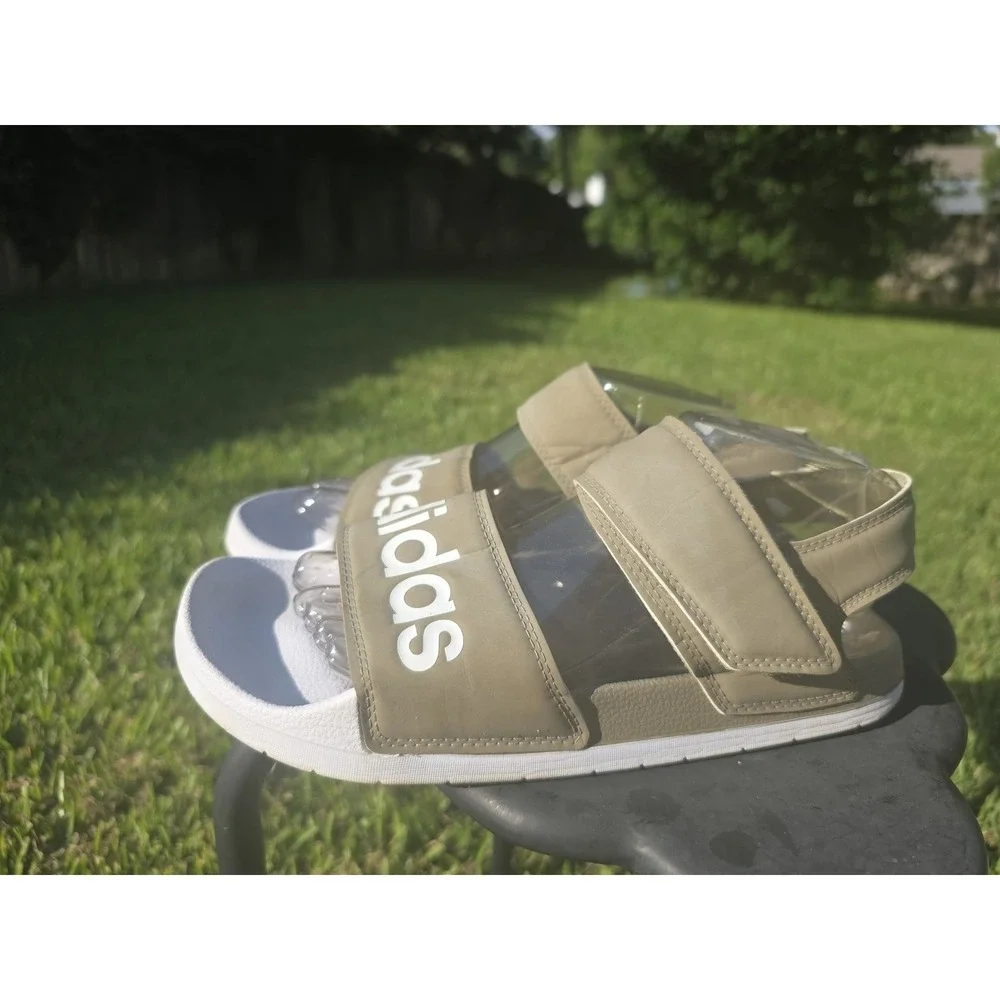 Adidas Adilette 2.0 Sandals Green Olive White Strap Slide Mens